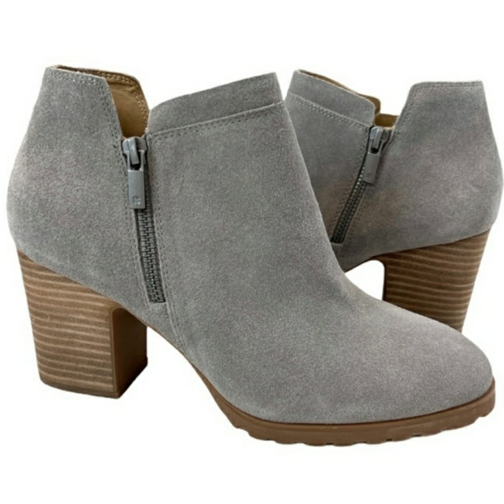 Lucky Brand Noryn Gray Nubuck Leather Bootie Ankle Boots Size 8.5 New with Tags